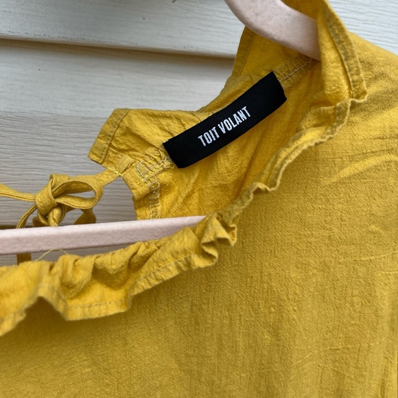 TOIT VOLANT SASHA RUFFLE LADIES YELLOW BLOUSE-L -RARE! - Picture 4 of 9